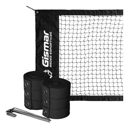 Kit Beach Tennis Preto - Rede 4 Faixas Pro + Fita Marcação Kit Beach Tennis Preto - Rede 4 Faixas Pro + Fita Marcação