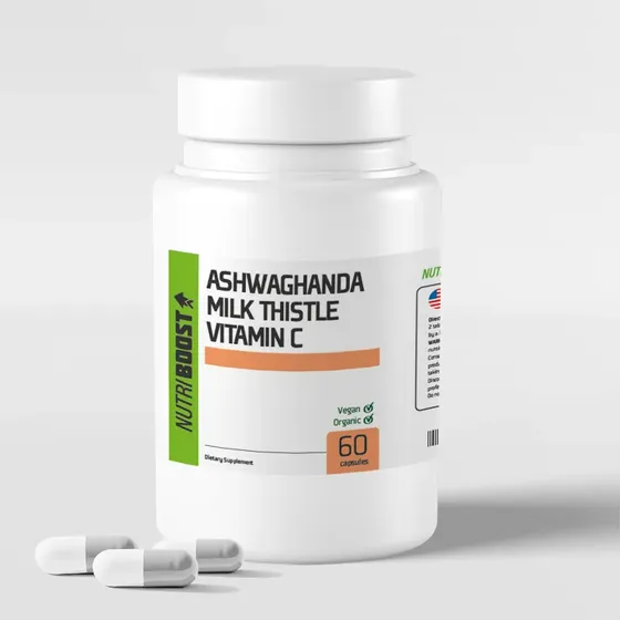 Ashwaghanda Milk Thistle Vitamina C 60 Capsulas