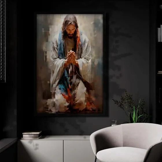 Quadro Tela Decorativa 110x80 Jesus Cristo Orando Para Sala