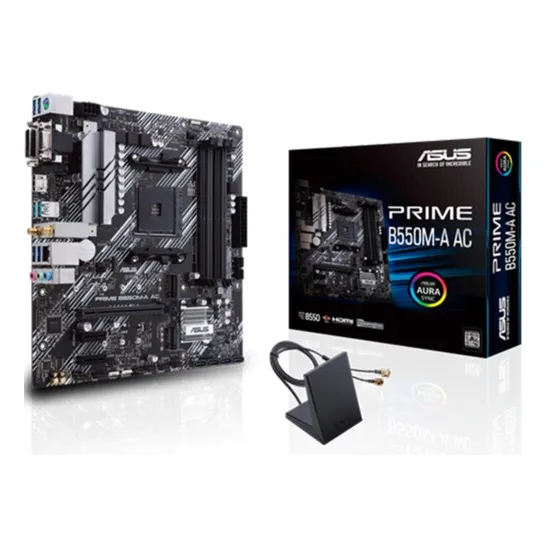 Motherboard Asus Prime B550m-a Ac Wifi Am4 Ryzen Aura Sync Color Negro