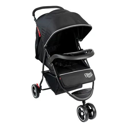 Carrinho De Bebê 3 Rodas Passeio Até 15kgs Styll Baby Cor Preto Chassi Preto