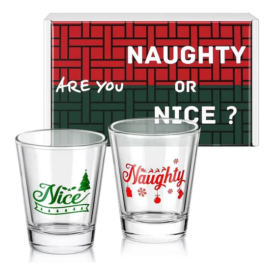 Lounsweer Juego 2 Vaso Navidad Travieso Bonito Novedoso Caja