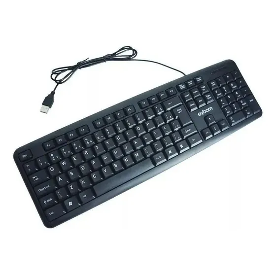 Teclado USB Exbom BK-102 Preto ABNT2 Para PC e Notebook PT-BR
