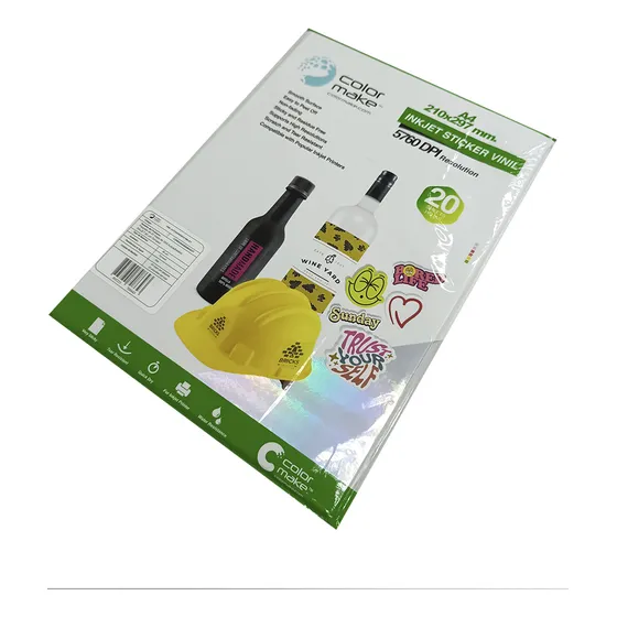 Vinil 80mic Inkjet Tornasol Transpare Adhesivo A4 Color Make