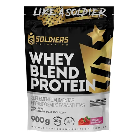 Whey Blend Protein Concentrado e Isolado 900g Sabor Morango Soldiers Nutrition