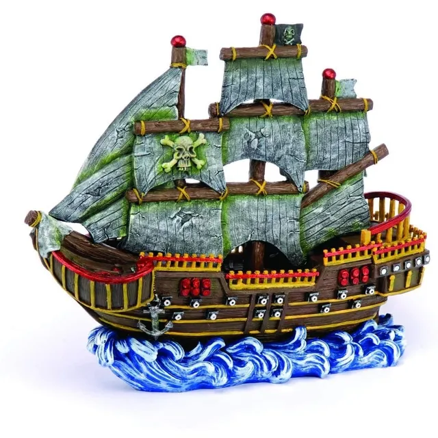 Penn Plax Adorno Pecera Barco Pirata Large 44x14x38 Cms