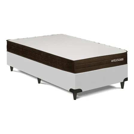 Cama Box E Colchão Poli D28 - Solteiro (78x188)- Ortoclass Branco