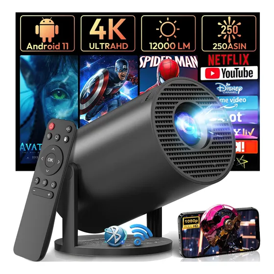 Proyector Profesional 4k Hd Android 11 Wifi6 1080p 12000 Lm