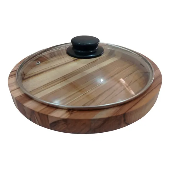 Gamela Com Tampa Ø 30cm Fout Madeira Teca