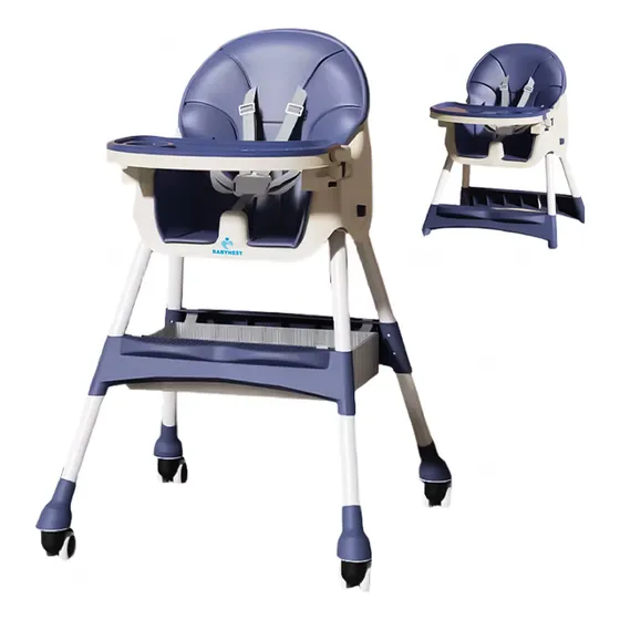 Silla Comer Bebe Portatil Soft Babynest Con Ruedas 2 En 1 Altura Ajustable