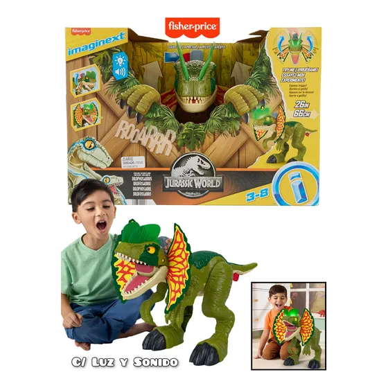 Mega Dino Fisher Price Jurassic World C Luz Y Sonido Niño +3