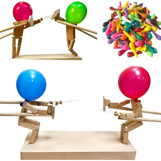 Juego Didáctico Marionetas Esgrima Madera Lucha Aprendizaje