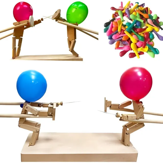 Juego Didáctico Marionetas Esgrima Madera Lucha Aprendizaje