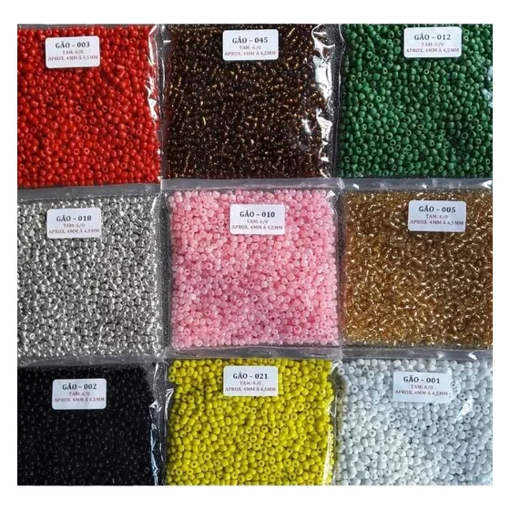 Kit Miçanga 6/0 Para Bordado 9 Cores 100 Grs Cada Cor