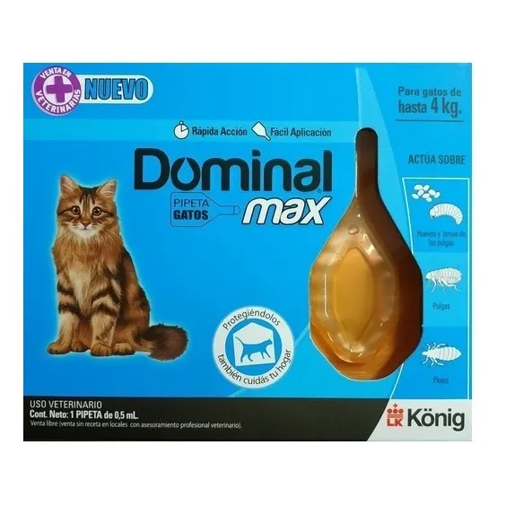 Pipeta Antipulgas Gatos Dominal Max Hasta 4 Kg