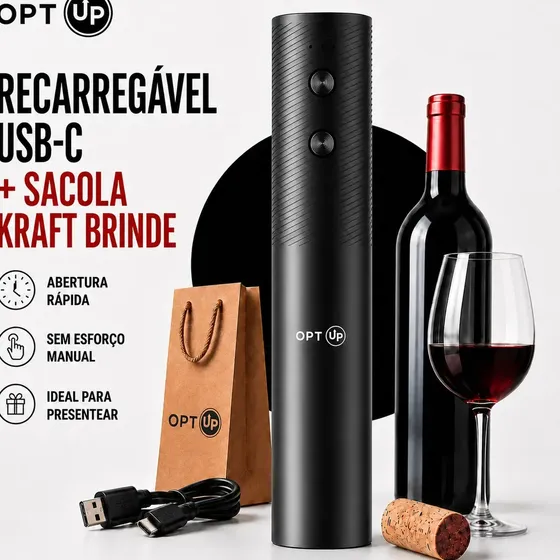 Abridor De Vinho Eletrico Automatico Recarregavel Usb-c Saca-rolhas Garrafa Portátil Presente Kit Vi
