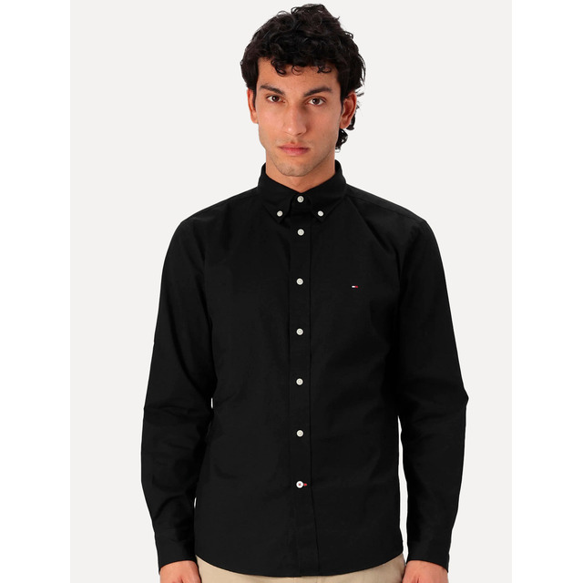 Camisa Tommy Hilfiger Regular Core Flex Poplin Preta Camisa Tommy Hilfiger Regular Core Flex Poplin Preta