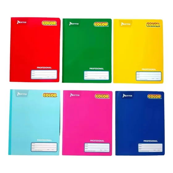 Cuaderno Norma Cosido Liso 100 hojas cuadriculadas 1 materias pack x 5 27cm x 29cm norma color color varios