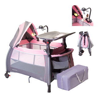 Cuna Corral Aeiou Para Bebé C96-a Color Rosa Y Gris Liso Cuna Corral Aeiou Para Bebé C96-a Color Rosa Y Gris Liso