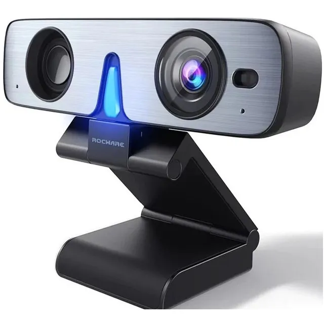 Cámara Usb Webcam 1080p Con Parlante Y Mics Rocware Rc08 Uvc