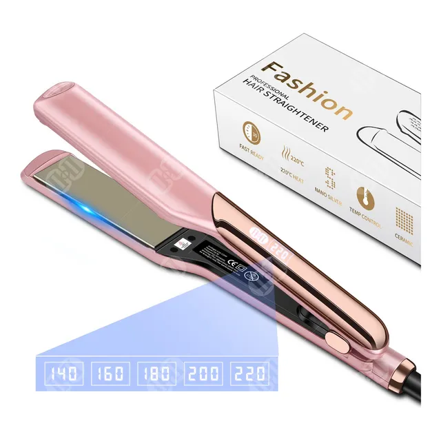 Plancha Para Cabello Ciicii Con Plancha Ancha De Cerámica, Plancha Y Rizador De Pelo 2 En 1, Plancha De Pelo Profesional 5 Temperatura Regulable Apta Para Todo Tipo De Cabello