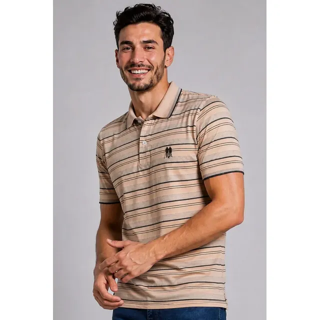 Camisa Polo Masculina Polo Wear Piquet Listrada (4 cores)