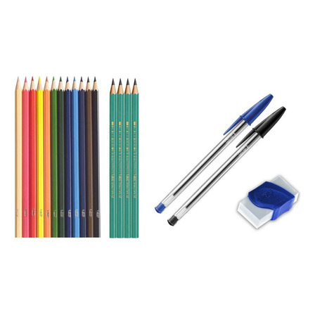 Kit Escolar Bic Lápices Lapiceras Goma Sacapuntas X20 Piezas Kit Escolar Bic Lápices Lapiceras Goma Sacapuntas X20 Piezas