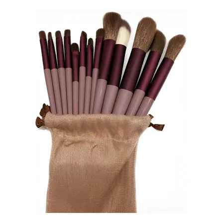 Jogo Conjunto Kit De Pincel Sombra Maquiagem 13 Peças Macio Cor Bordô