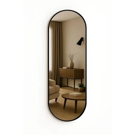 Espelho Oval Grande 150 X 50 Corpo Inteiro C/moldura Moldura Preto