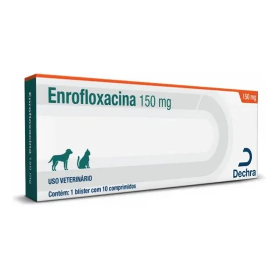 Antibiótico Dechra Enrofloxacino Cães E Gatos 150mg 10 Comp.