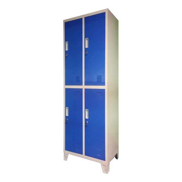Guardarropas Locker Prontometal 4 Puertas Medianas Metálico Color Gris/azul