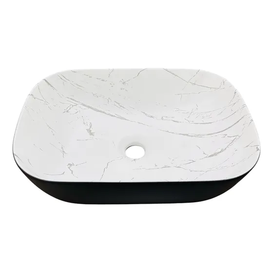Lavabo Ovalin Ceramico Rectangular Sobreponer Tipo Marmol