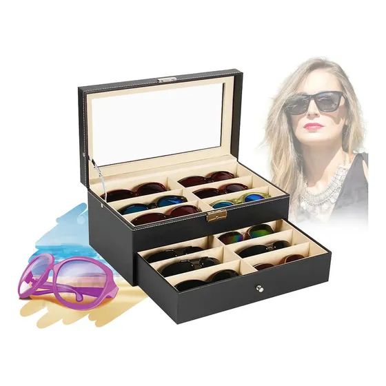 Estojo De Óculos Sunglass Organizer Com 12 Compartimentos