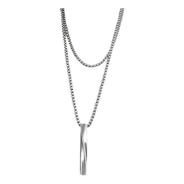 Cadena 60 Cm Titanio Plateada 4 Cm Dije Hombre