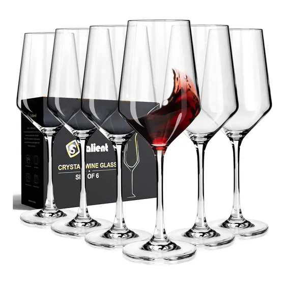 6 Copa Vino Blanco Rojo Tallo Largo Cristal Soplada 14