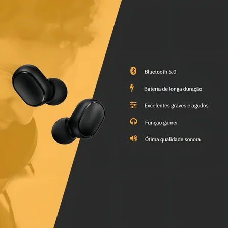 Fone De Ouvido Xiaomi Airdots Sem Fio Bluetooth 5.0 Cor Preto