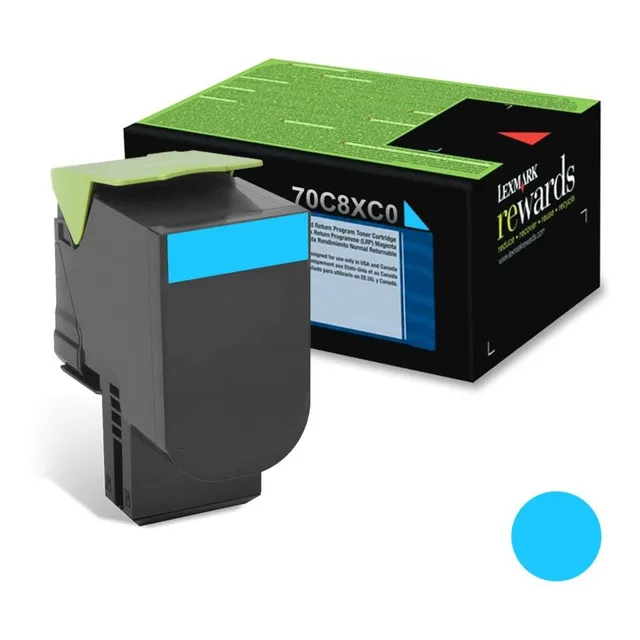 Cartucho de tóner Lexmark Cyan 708xc Cs510 70c8xc0 4k