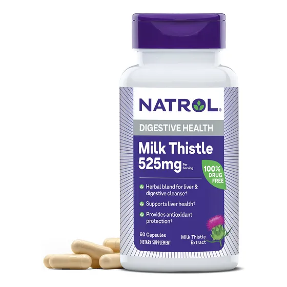 Suplemento Natrol Milk Thistle 525 Mg 60 Cápsulas