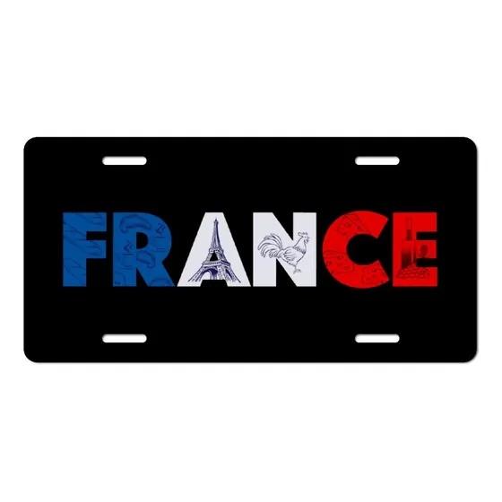 Placa Decorativa Aluminio Texto Ingl  I Love France  Para