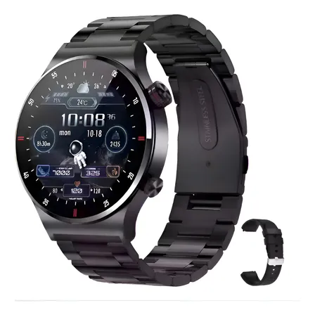 Smartwatch Redondo Masculino Tela Amoled Original Lançamento Preto Preto
