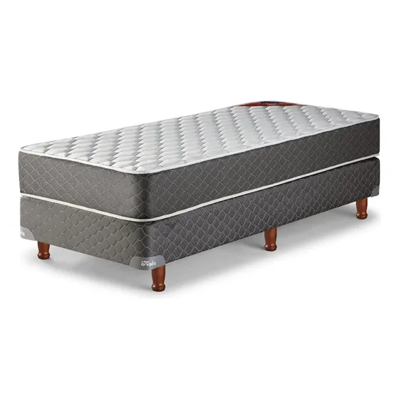 Sommier Y Colchon Piero Foam 80 X 190 Alta Densidad Color Gris Claro