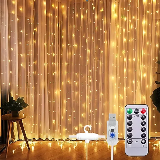 Cortina De Led Decorativa Natal Com Controle Remoto 300leds