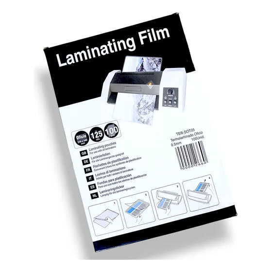 Laminas Para Termolaminar 100 Unidades Tamaño Oficio 125 Mic