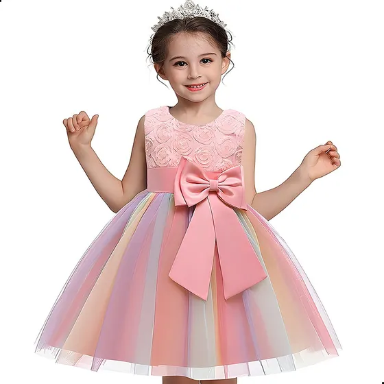 Vestido De Fiesta Princesa Con Encaje Cumpleaños Para Niña