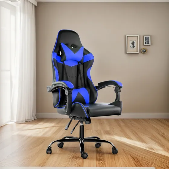 Silla Gamer Lumax Modelo Rom Super Oferta Negro/azul-gaming