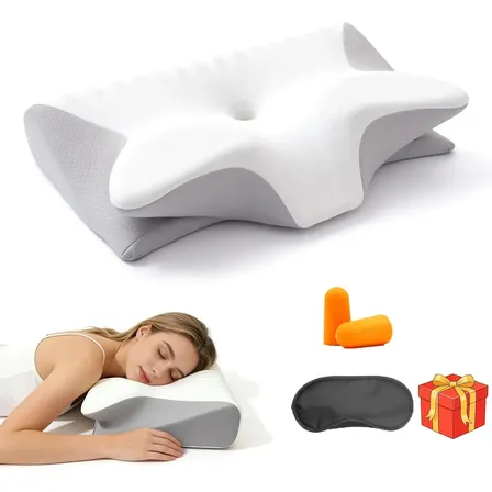 Travesseiro Cervical Ortopedico Magnetico Wing Pillow Comfort Anti Apneia Ronco Ortopedico Infravermelho Apneia Travesseiro Removível Lavávelcinza Alivio Dores No Pescoço Ombros E Coluna