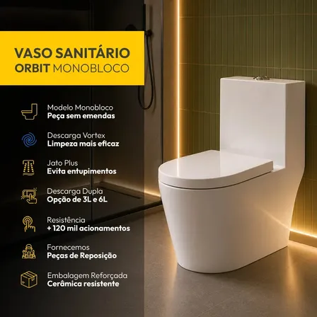 Vaso Sanitário Monobloco Orbit Completo (Alut By Avant)