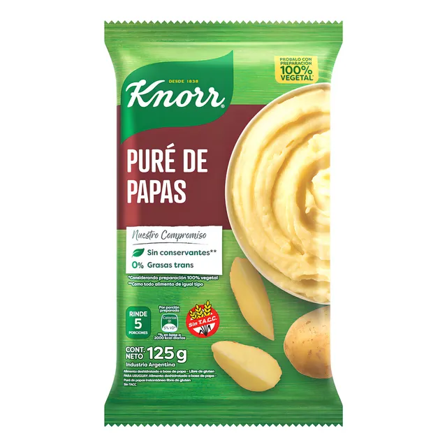 Pure De Papas Knorr Tradicional Listo Bolsa X 125 Gr