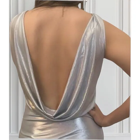 Vestido Espalda Abierta Plata Maitenas Uruguay