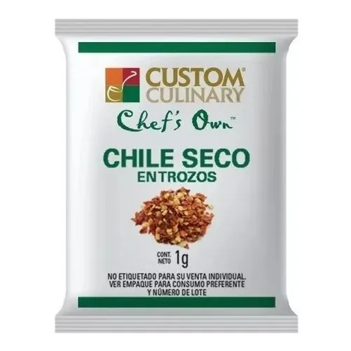 CHILE SECO Custom Culinary en trozos chile seco en sobre sin gluten 1 kg pack x 1000 u